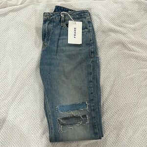 Frame blue ripped jeans; The Low Boot; BNWT